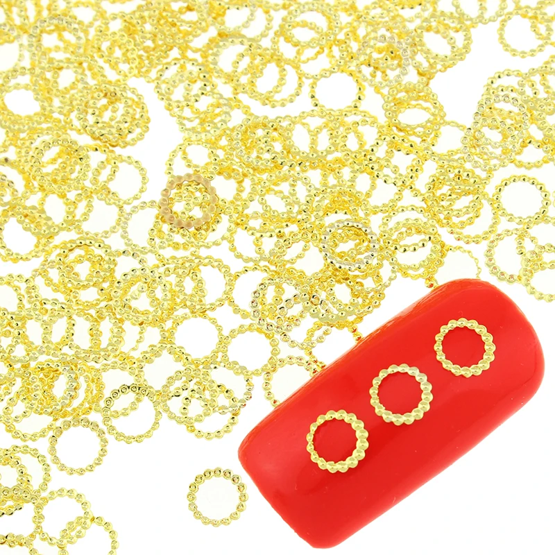 100 шт./лот золотые медные круглые кольца дизайнерские принадлежности для ногтей