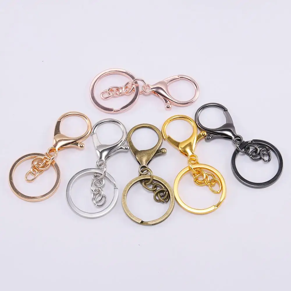 

5Pcs Key Ring lobster clasp key Hook With Chain 30mm Key Ring Long 70mm Split Key Ring Keychain For DIY Supplies Jewelry Making