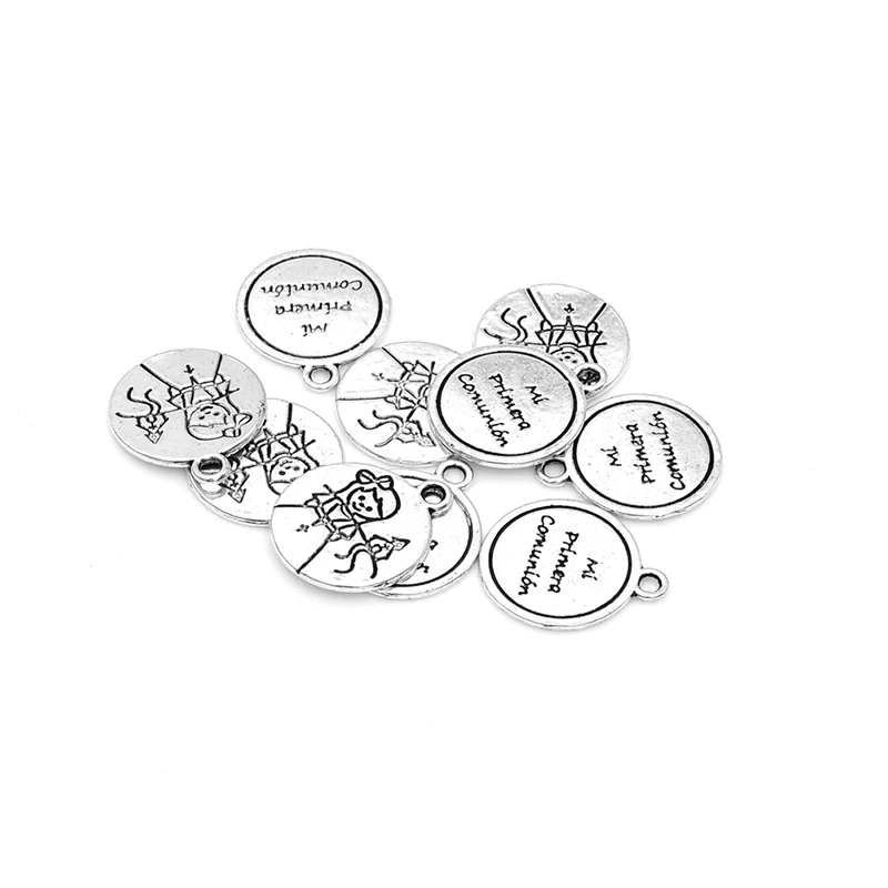 10 шт./лот ожерелье из цинкового сплава Посеребренная маленькая девочка с