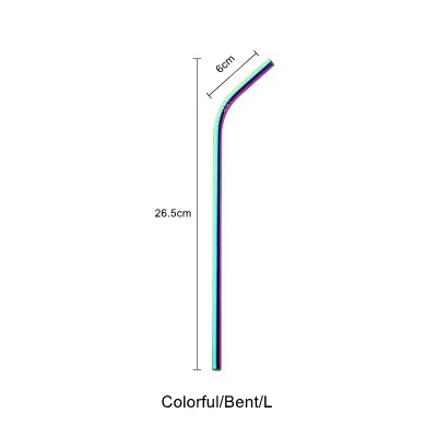 Colorful-Bent-L Скандинавские красочные 304 нержавеющая сталь питьевой соломинки многократного использования изогнутая металлическая соломинка Высокое качество трубка Офис Бар посуда для напитков аксессуары - Цвет: Colorful-Bent-L