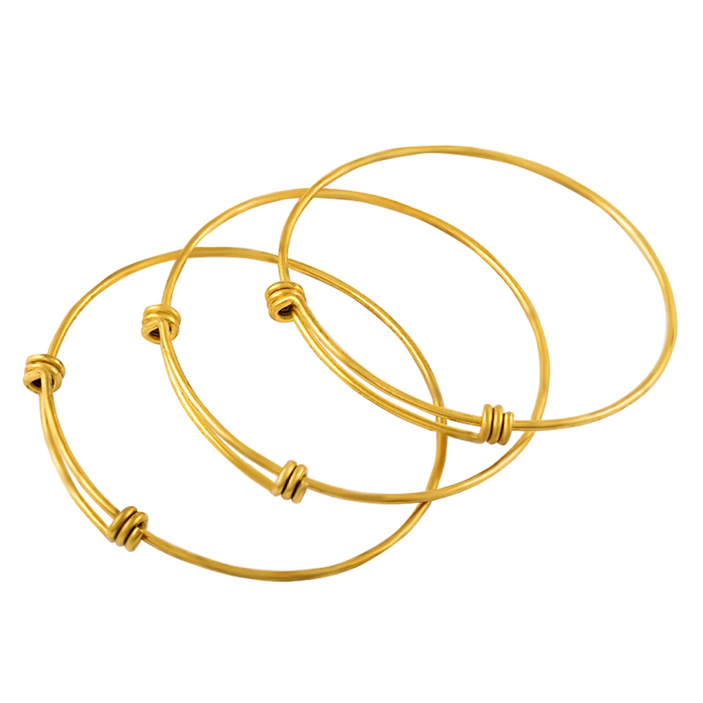 

IJB0453 50pcs/Lot Luxuriant in Design Gold Color Stainless Steel DIY Beads Charms Expandable Adjustable Wire bangles bracelets