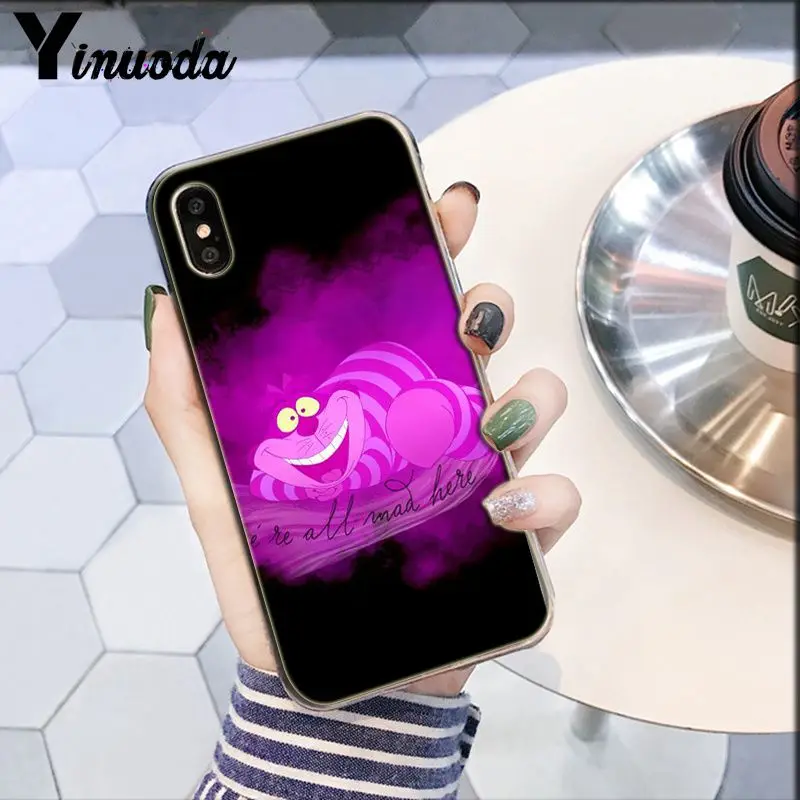 Yinuoda Чеширский кот мы все в фиолетовом и розовом DIY чехол для телефона для Apple iPhone 8 7 6 6S Plus X XS MAX 5 5S SE XR