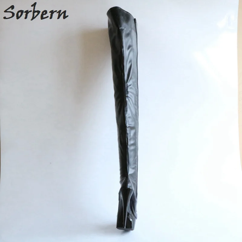 Sorbern/матовые черные сапоги выше колена, высокие сапоги до середины голени, высокие сапоги для девочек, осень, женская модная обувь, 15 см, шпильки