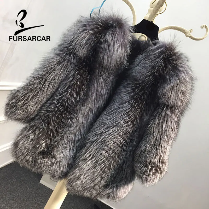 Новинка 2020 модные роскошные шубы FURSARCAR из натурального меха женская зимняя