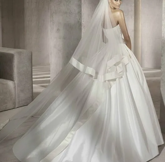 Модная ультрадлинная Фата цвета слоновой кости 2t роскошная 3 метра для невесты с