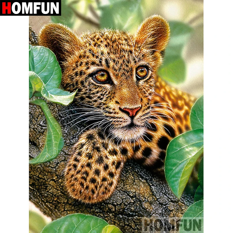 

HOMFUN 5D DIY Diamond Painting Full Square/Round Drill "Animal leopard"3D Embroidery Cross Stitch gift Home Decor A00201