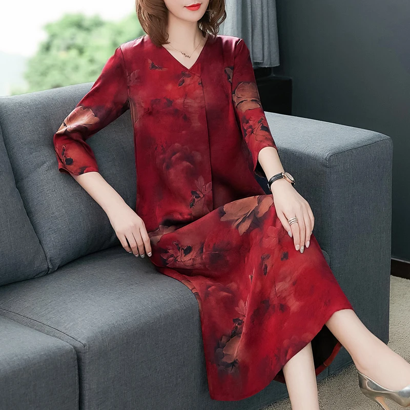 Зеленое шелковое платье 2019 летнее размера плюс большое для женщин высокое