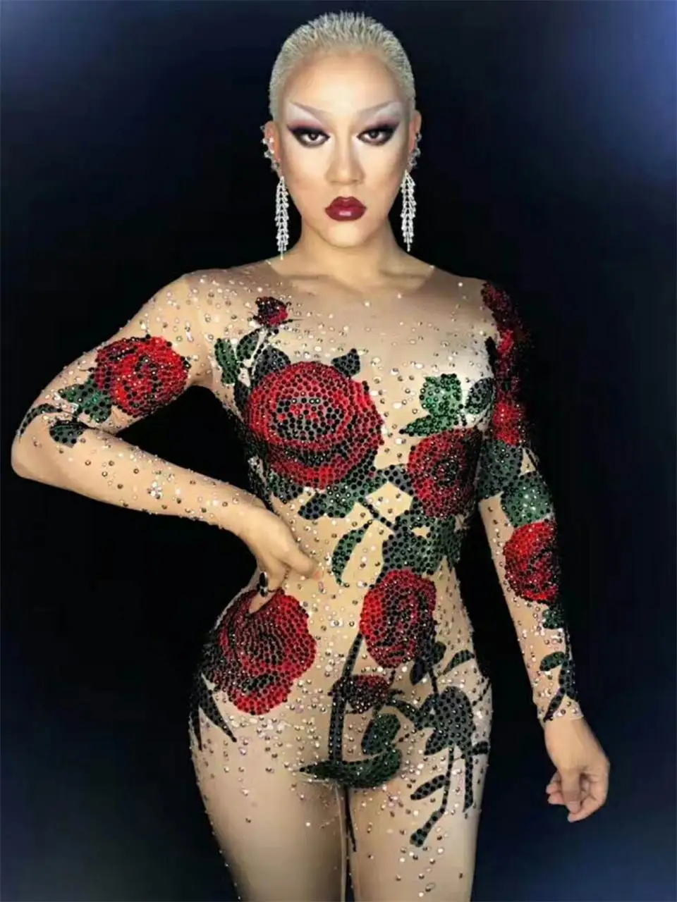 Женское боди для празднования дня рождения сценическая одежда блестящий