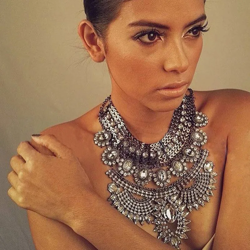 Ожерелье-чокер на лямках женское массивное ожерелье Винтажное колье макси