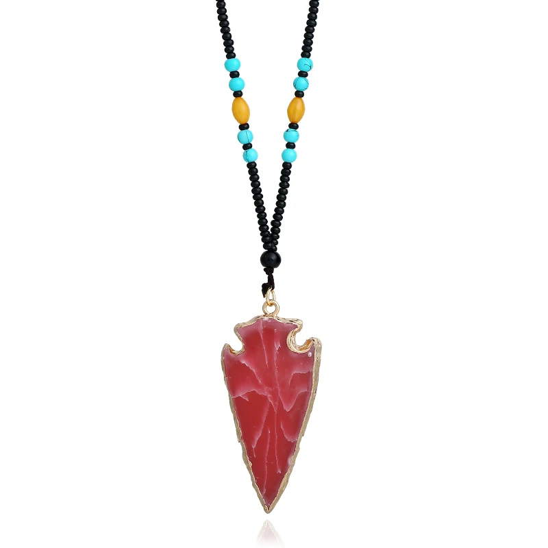 Fashion ethnic bead Necklace Irregular Crystal Natural Stone Pendant Sweater Chain for women |