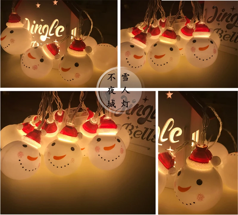 one set of 2m with 10pcs snowman head led light string Christmas flashing lights tape series festival decorative | Освещение