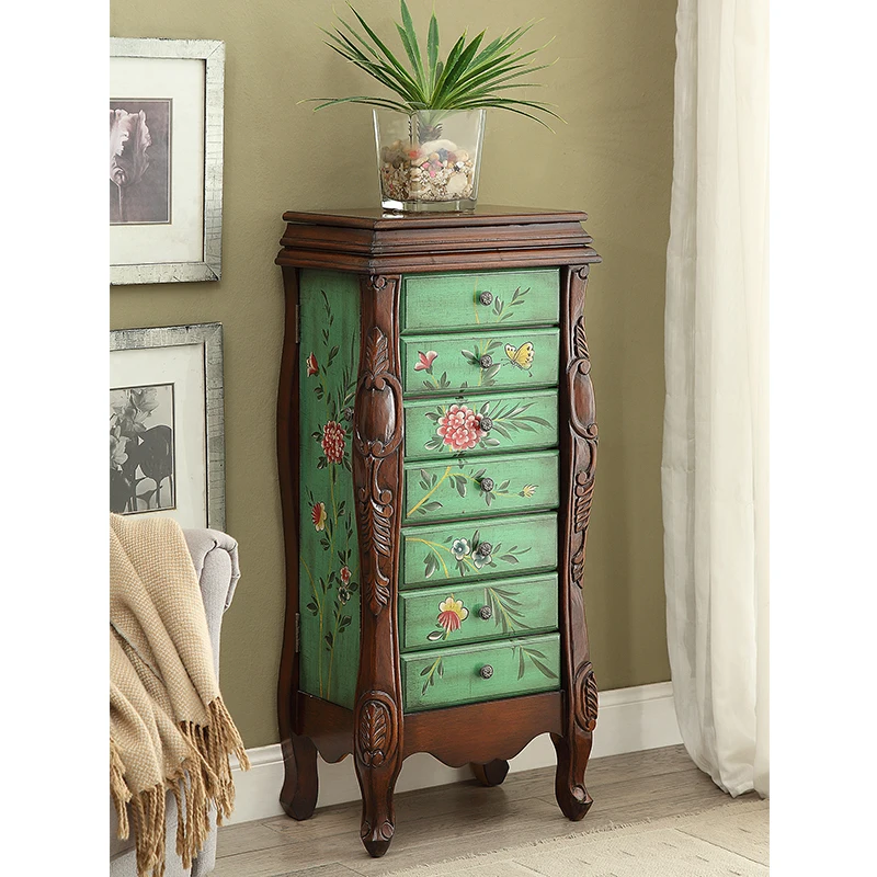 Светло-зеленый Meuble rangement muebles de sala cassettiera потертый Органайзер шкаф для хранения комод Американская страна деревянная мебель - Цвет: Светло-зеленый