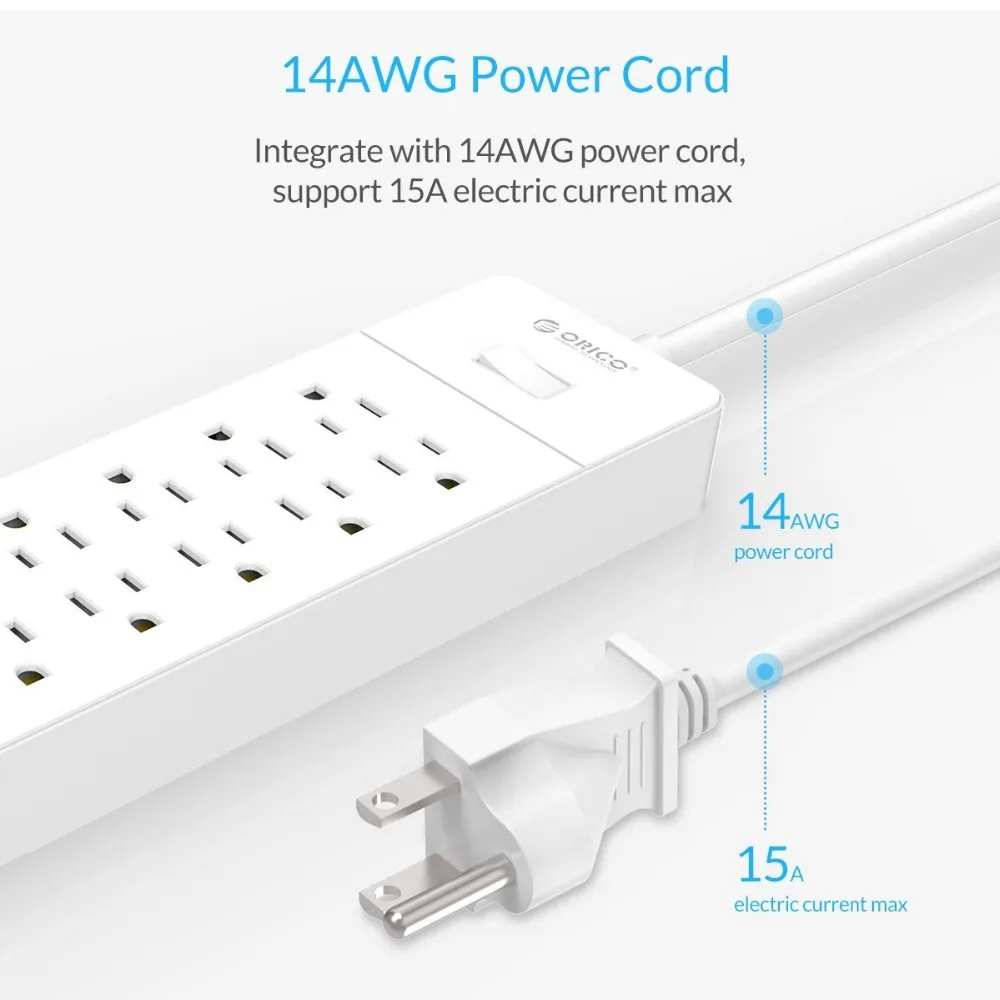 ORICO 12 портов AC + 4 USB блок питания Электронная розетка с переключателем защита от