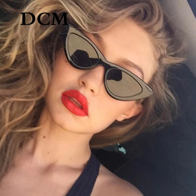 DCM Fashion Cat Eye Sunglasses Women Small Black Red Cheap Ladies Sun Glasses UV400