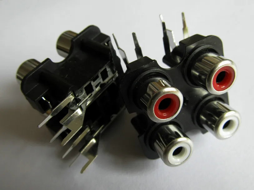 3 шт. хорошее качество 2 вида цветов (красный + белый) угол 90 4 RCA гнездо стерео аудио