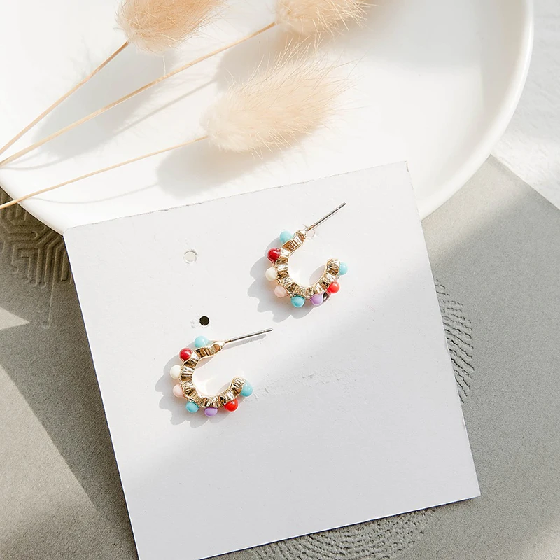 Разноцветные серьги C-образной формы большие серьги-гвоздики милые маленькие