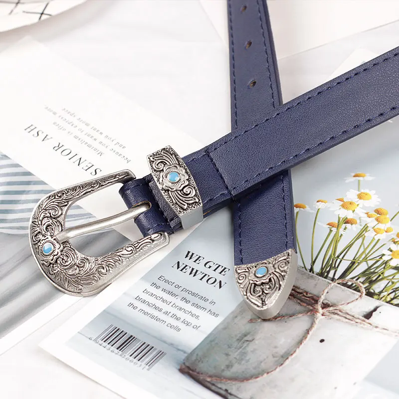 

Winfox Fashion Black Women Lady Girl Vintage Metal Buckle Boho Leather Waist Belt Waistband waist belt