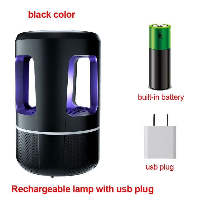 with plug battery Лампа-убийца от комаров перезаряжаемая электрическая лампа-убийца насекомых Muggen Zapper USB светильник для кемпинга в помещении и на открытом воздухе антимоскитная лампа - Цвет: with plug battery