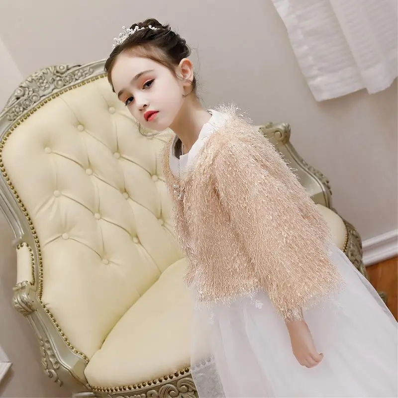 Розничная продажа однотонная шаль из плотного мягкого меха с бусинами свадебная