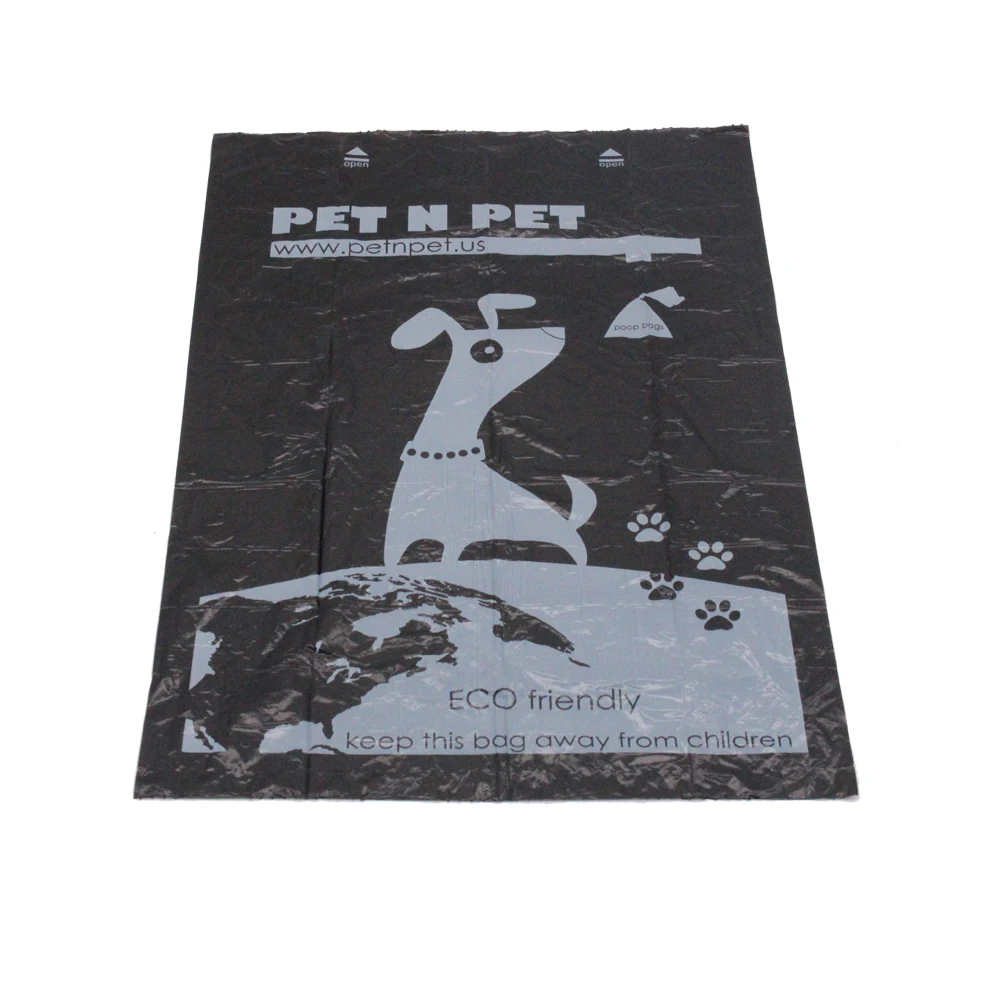 Pet N Pet-bolsas para excrementos de perro, suministros respetuosos con el medio ambiente, 60 rollos, 10 micras, desechos negros grandes, basura sin perfume de producto-5