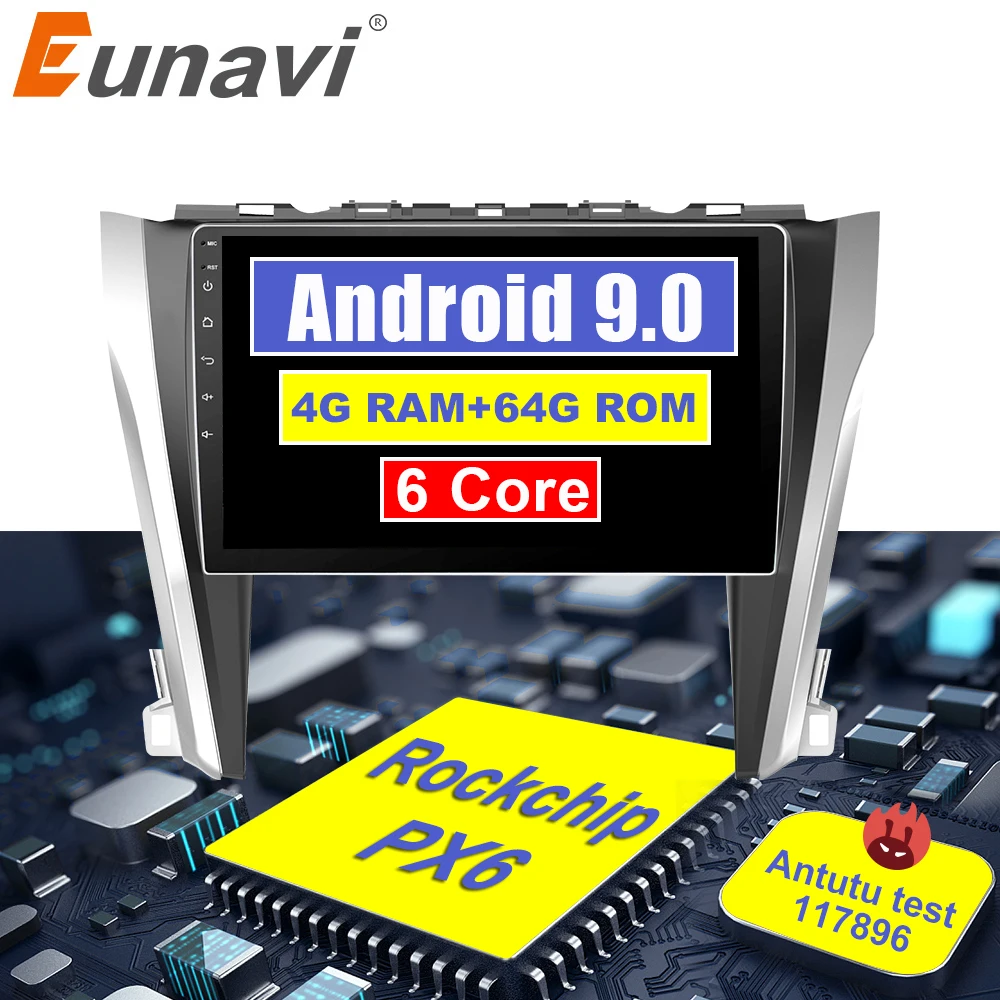Eunavi android 9 0 автомобильный dvd GPS Мультимедийный проигрыватель для Toyota Camry50 2012
