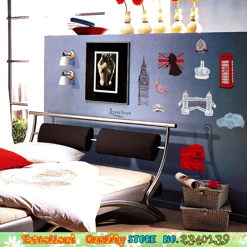 Классический Лондон-Сити Англия Стиль Росписи Искусства Стены Стикеры Большой