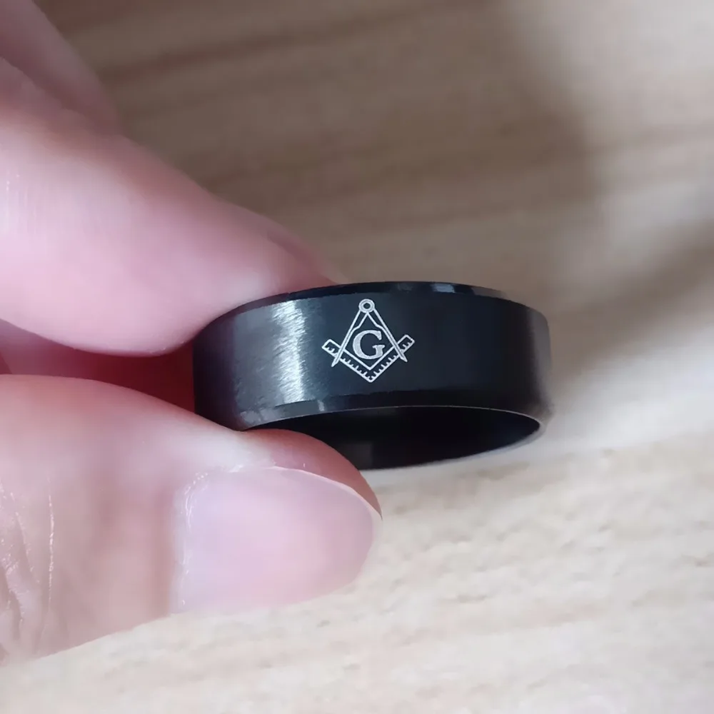 

JUCHAO Ring Men Stainless Steel Masonic Brothers Union Punk Rings for Men Anillos