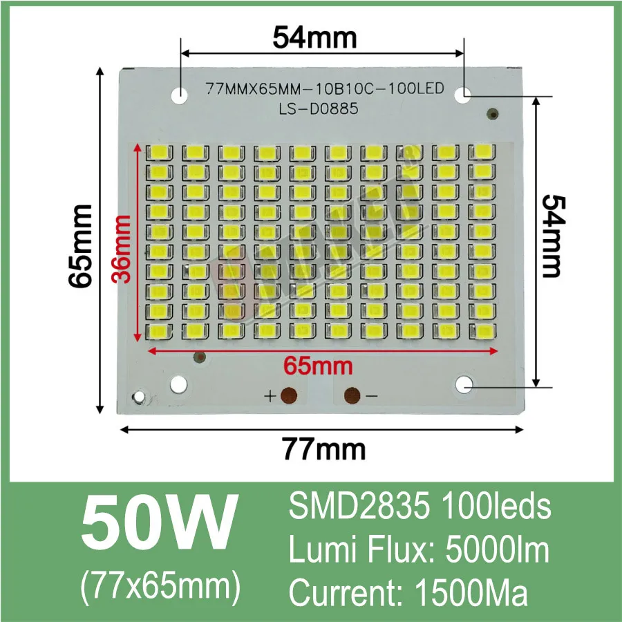 50 Вт Светодиодный прожектор PCB плата SMD5054/2835/5730 светодиодный Алюминий ручка с пластинчатым основанием, теплый белый/белый Светодиодный прожектор источник