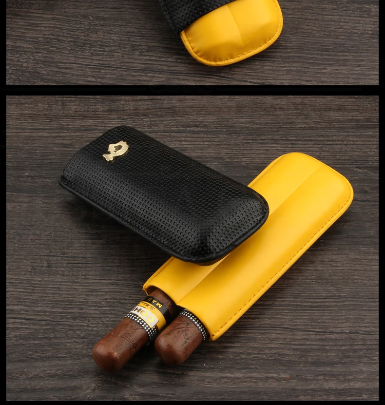COHIBA карбоновый Портсигар кожаный мини-хьюмидор портативный держатель для сигар с подарочной коробкой