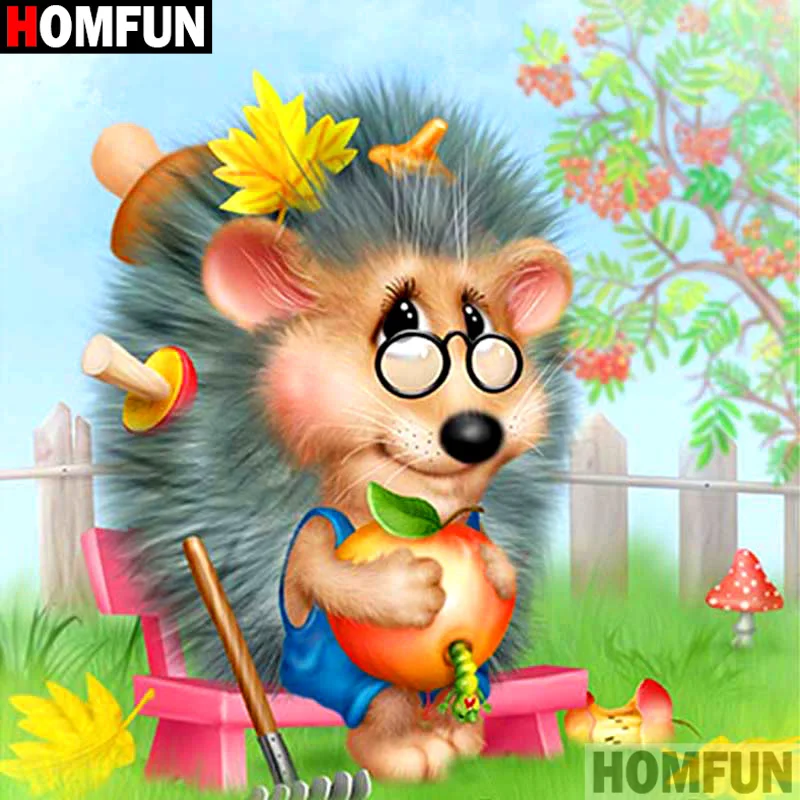 Алмазная живопись HOMFUN Ежик картина с полными квадратными/круглыми стразами 5D