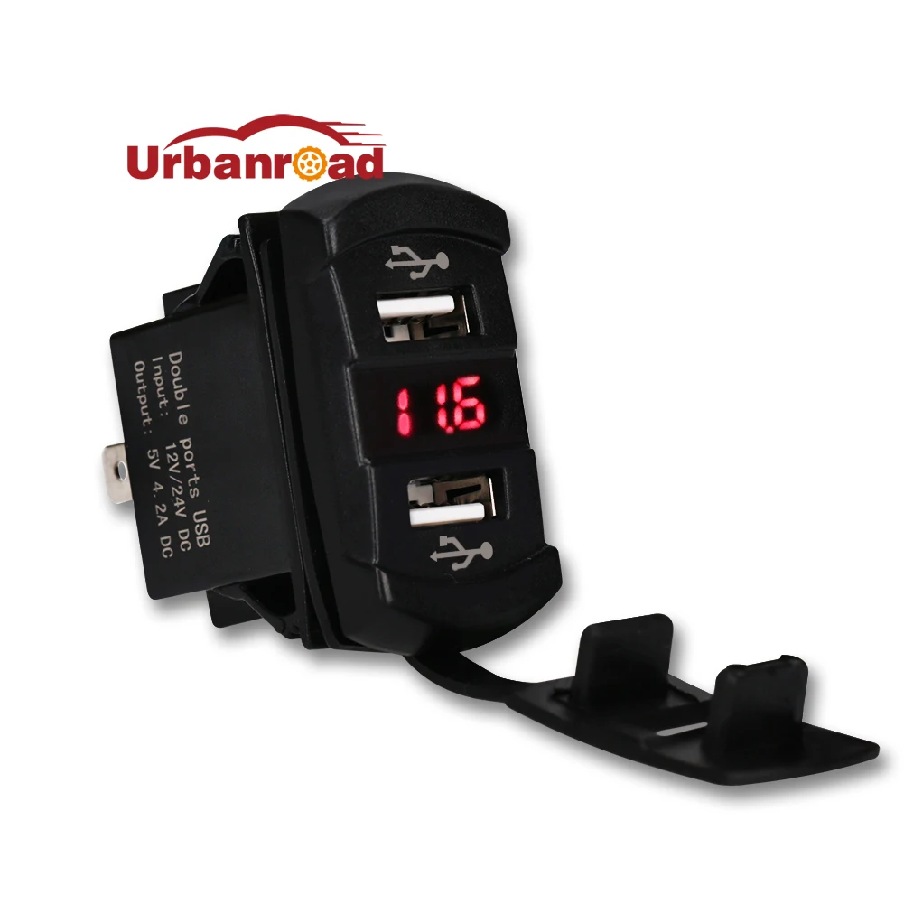 12 В зарядное устройство с двумя USB-портами для автомобиля и мотоцикла адаптер
