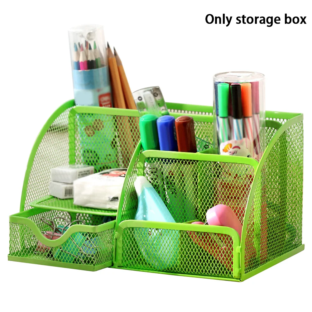 Box Desk Organizer Stationery Holder Pen Multi-functional Metal Mesh Container School Supplies Office |