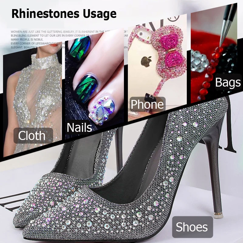 

1Pack AB Colorful Crystal Nail Rhinestones Mixed SS6-SS20 FlatBack Glass Gems 3d Glitter Jewelry Decorations For Nails DIY Tools