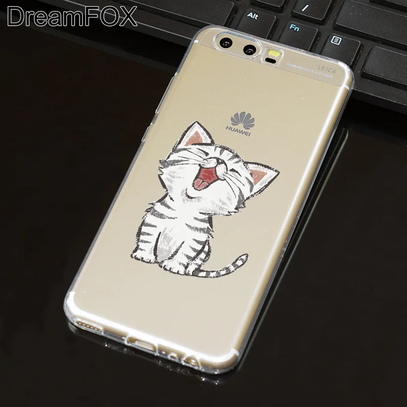 DREAMFOX L569 Мягкий силиконовый чехол из ТПУ с кошкой для Huawei P8 P9 P10 Lite Plus 2017 Honor 8 Pro 9 6X |