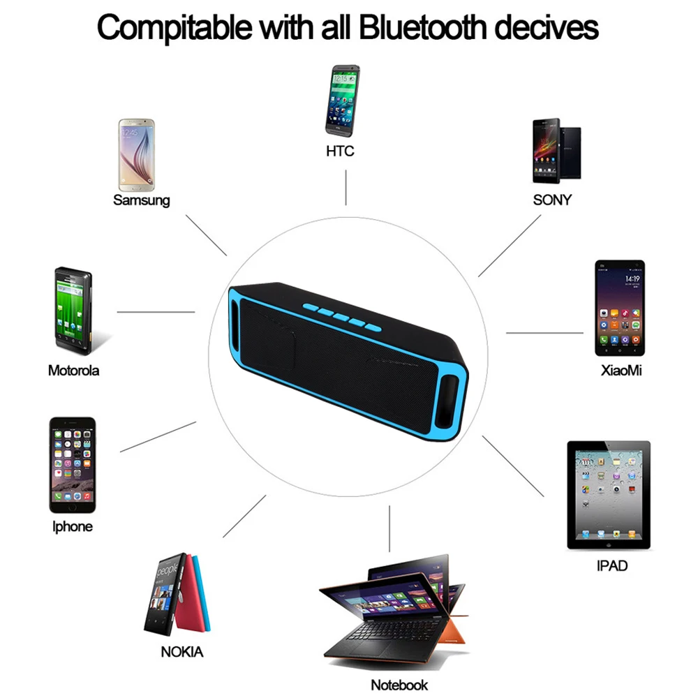 Портативный Bluetooth динамик беспроводной стерео сабвуфер открытый Handfree адаптер