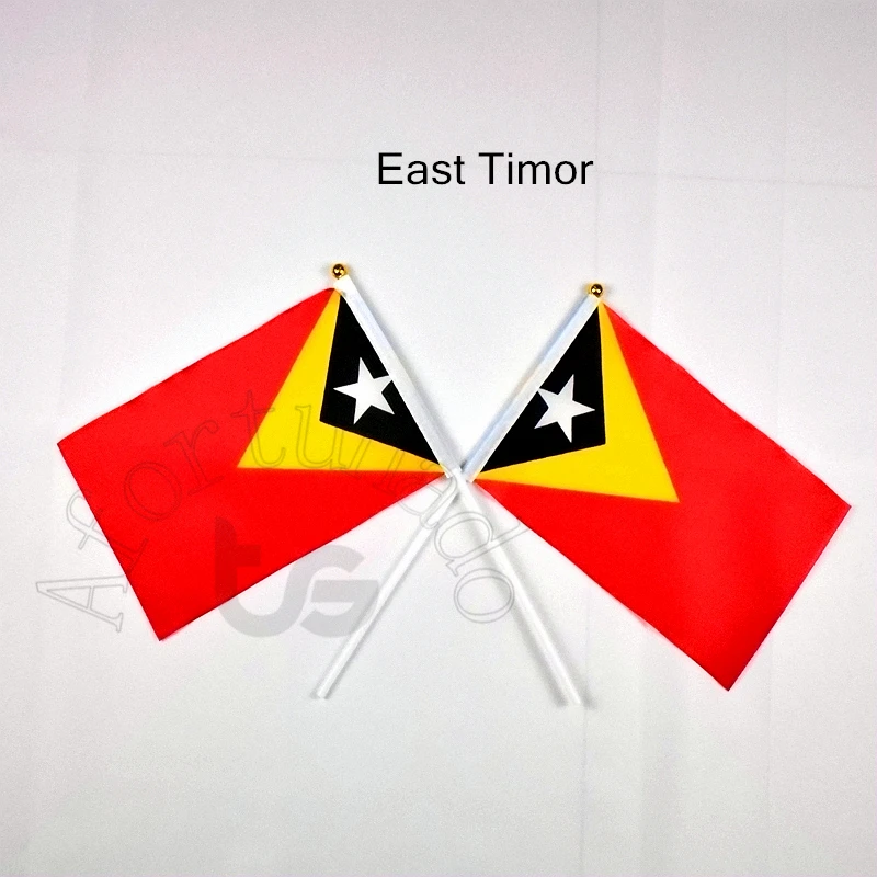 

Восточном Тиморе баннер, флаг Бесплатная доставка 14*21 см рука размахивая Национальные украшение для дома с изображением флага баннер, флаг