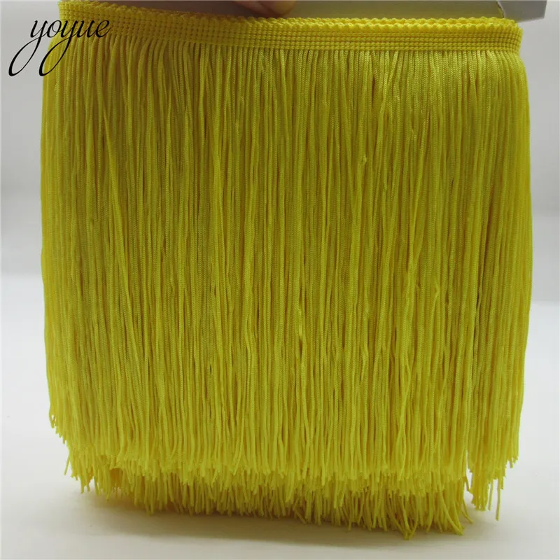 yellow YOYUE 1 ярдов/партия 20 см широкая кружевная бахрома отделка отделочная кисточка для DIY латинское платье сценическая одежда кружевные аксессуары лента - Цвет: yellow