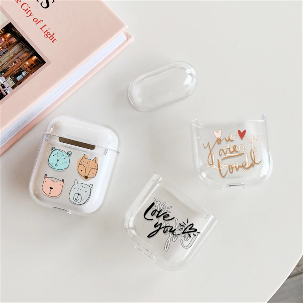 Чехол для Air Pods 1 шт. жесткий прозрачный защитный чехол из поликарбоната с милым