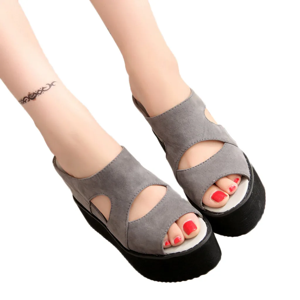 Танкетка женская повседневная сандалии с открытым носом на толстой подошве