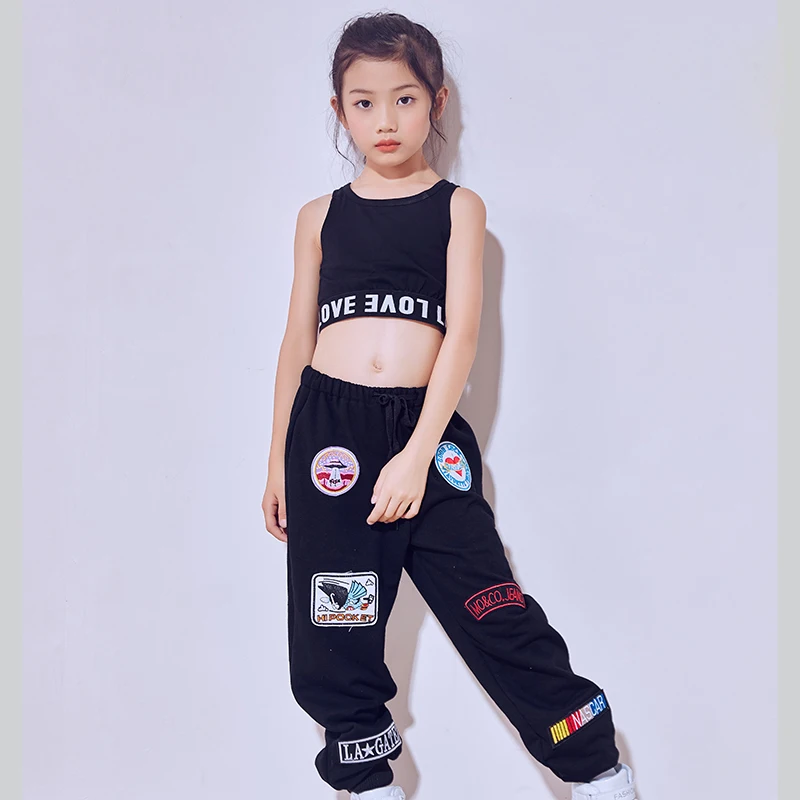 Новые модные черно-розовые брюки для джазового танца для детей, брюки хип-хопа для улицы, костюмные штаны, широкие повседневные спортивные брюки DL2469.