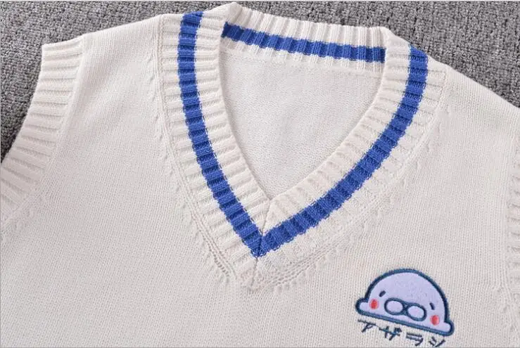 Japanese Preppy High School Uniform Vest Mamegoma Cartoon Animal Embroidery Sweater Sweet Cute Anime Cosplay Pullovers JK Girls | Женская