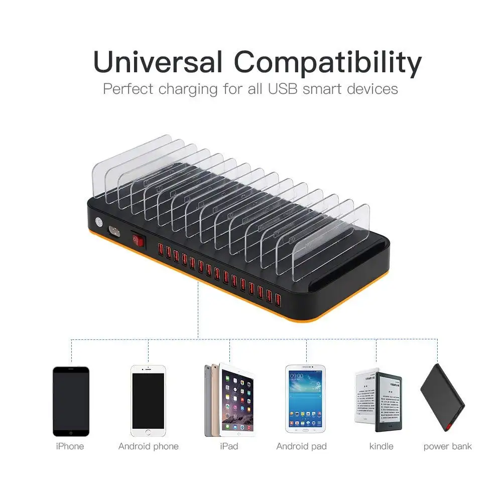 universal multi usb charging station 15 port for iphone x 8 plus samsung s10 9 xiaomi huawei camera tablets fast charger 96w free global shipping