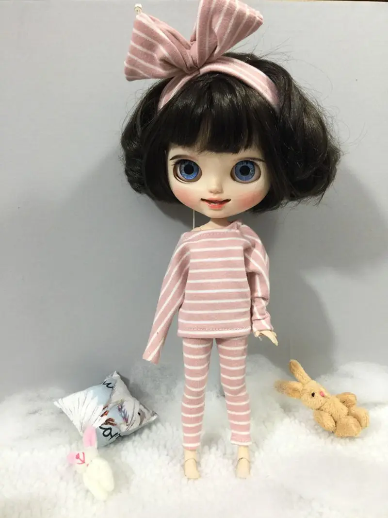 2 шт./компл. Blyth Doll's Clothes полосатый пижамный комплект топ + штаны для рубашки Barbi