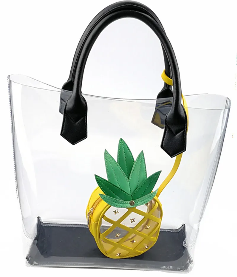 Сумка тоут из ПВХ 2 шт. большая прозрачная сумка с рисунком в виде сердца губ звезд