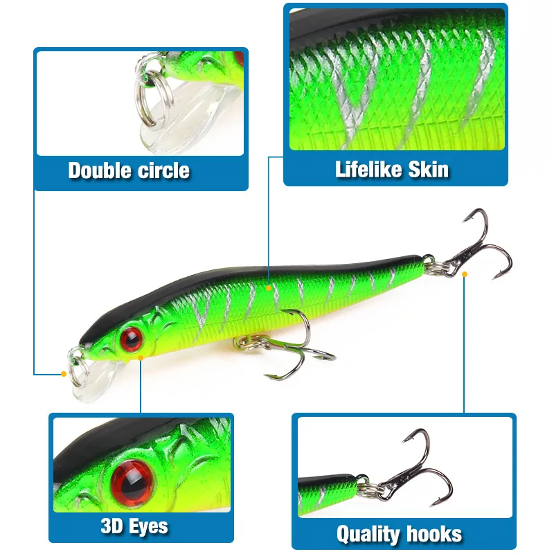 1 шт. Приманка Minnow жесткая искусственная приманка 3D глаза 8 см 5 9 г воблер для ловли