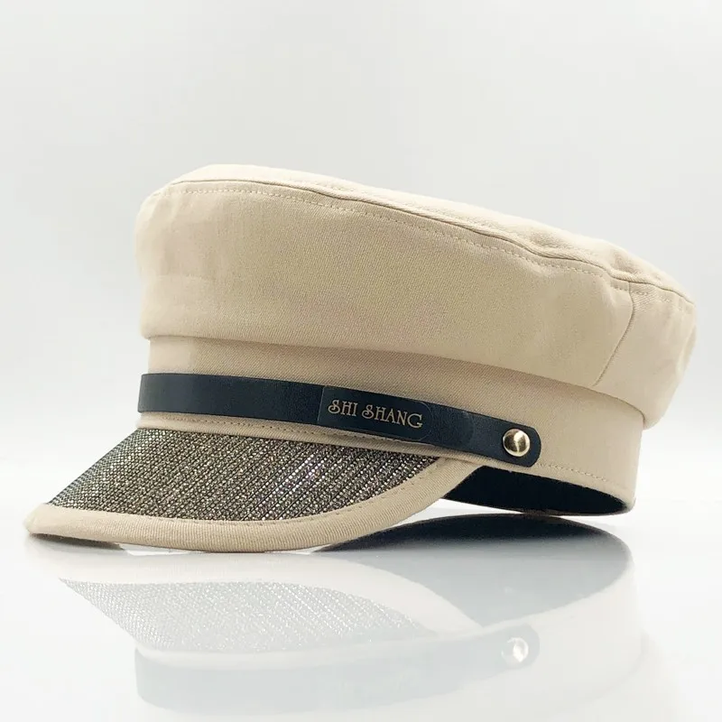 beige Новые осенние Восьмиугольные шляпы для женщин плоская бейсбольная Кепка в стиле милитари дамские Твердые крышки Женские повседневные береты шляпа бренда Gorra militar - Цвет: beige