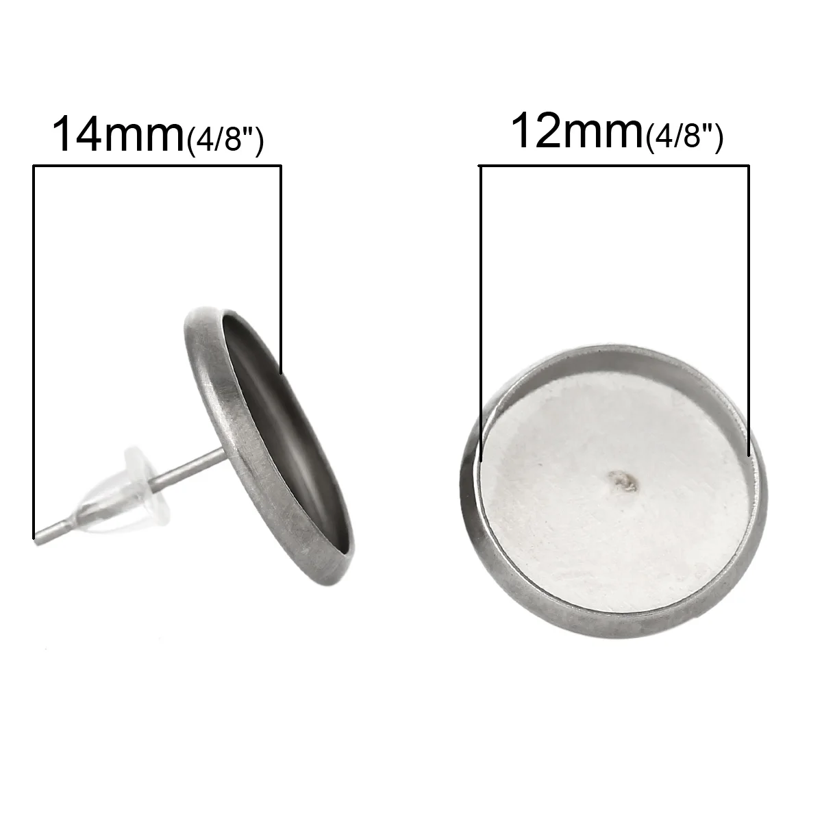 Пустые Сережки для шампуры из нержавеющей стали круглые Серебристые Кабошоны