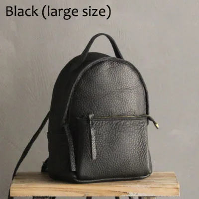 Black (Large) Дизайнерский маленький женский рюкзак из натуральной кожи высокого качества из воловьей кожи для девочек, мини-школьные сумки, модная популярная сумка через плечо - Цвет: Black (Large)
