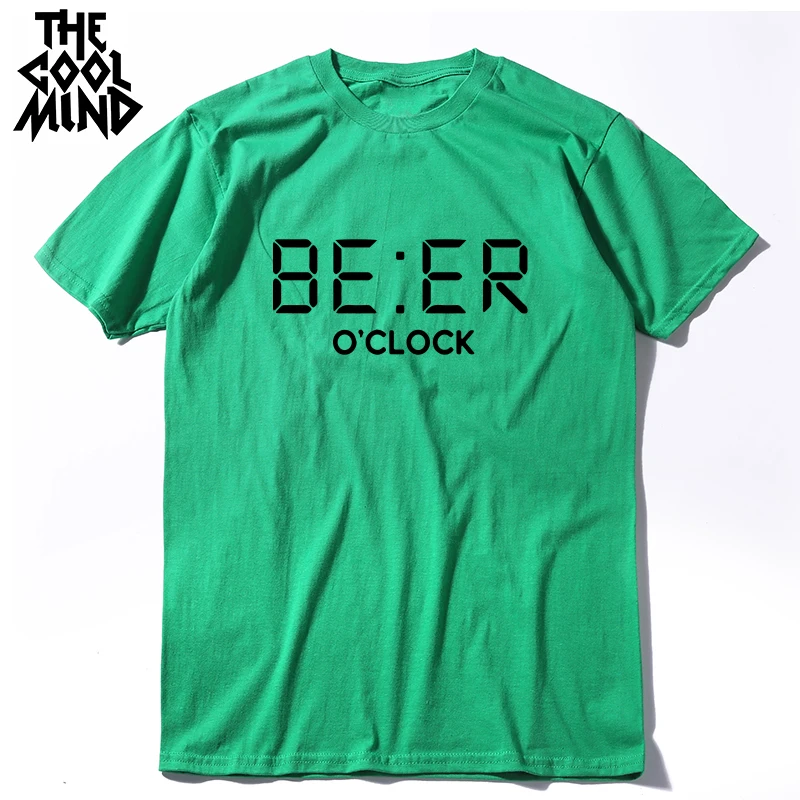 FU0134A-GREEN2 COOLMIND, хлопок, забавное пиво, OCLOCK, принт, Мужская футболка, крутая, летняя, забавная Мужская футболка, Мужская футболка с круглым вырезом, мужские футболки - Цвет: FU0134A-GREEN2