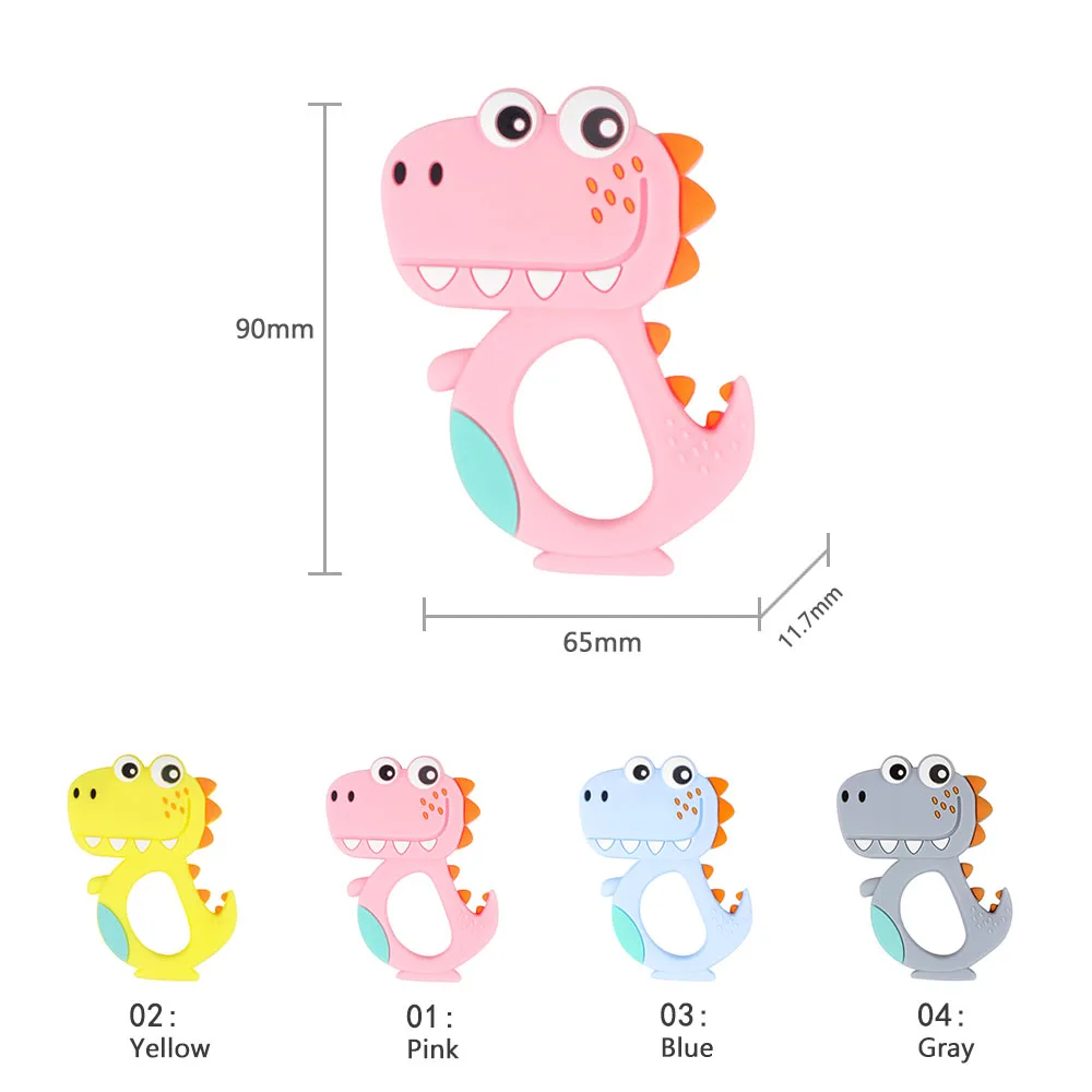 Dinosaur-choose TYRY. HU 10 шт., силиконовый Прорезыватель для зубов, мультяшный коала, лиса, слон, динозавр, пищевая прорезыватель, прорезыватель, игрушка, сделай сам, подарки для детей, цепочка для соски - Цвет: Dinosaur-choose